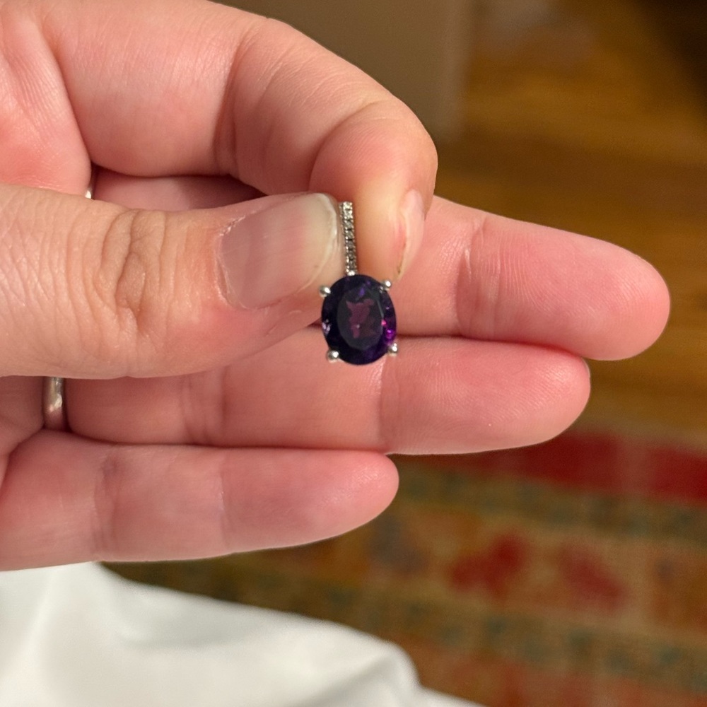 Elegant Purple Amethyst Gemstone Sterling Silver Pendant